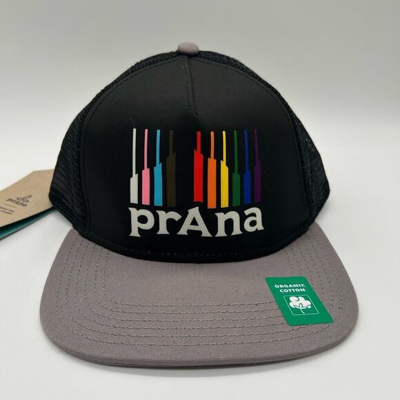prAna Hat Unisex OS‎ Black Rainbow Vista Trucker Pride Cap Mesh Snapback NEW - Picture 1 of 9